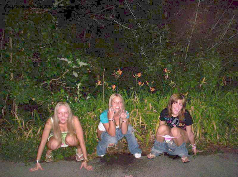 Girls peeing outdoor